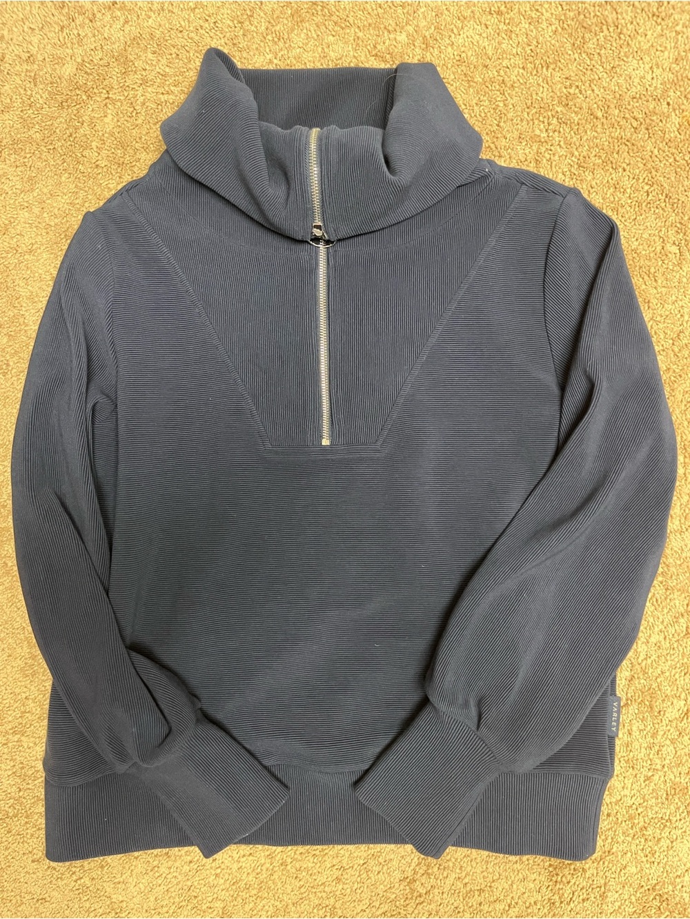 Navy varley Zip-Front Women's Sweater with Funnel Collar